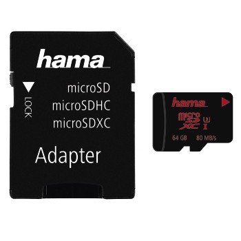 microSDXC 64GB UHS Speed Class 3 UHS-I 80MB/s + Adapter/Foto