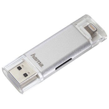 Lightning + USB-3.0-Kartenleser Save2Data duo, microSD, Silber