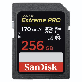 SDXC Extreme Pro 256GB, Video Speed Class V30, UHS Sp. Cl. U3,UHS-I,170MB/s