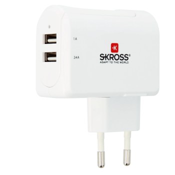 Reisestecker EU USB Charger 2 Port (3.4A), Weiß