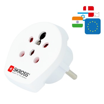 Reisestecker India-Israel-Denmark to Europe, Weiß