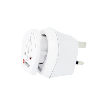 Reisestecker Combo World to UK, Weiß