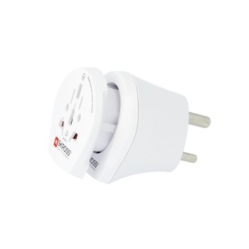 Reisestecker Combo World to India, Weiß