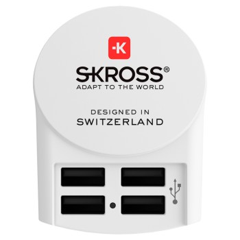 Reisestecker Euro USB Charger - 4x USB-A, Weiß