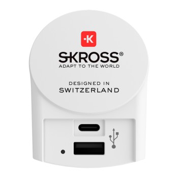 Reisestecker Euro USB Charger - 1x USB-C/1x USB-A, Weiß